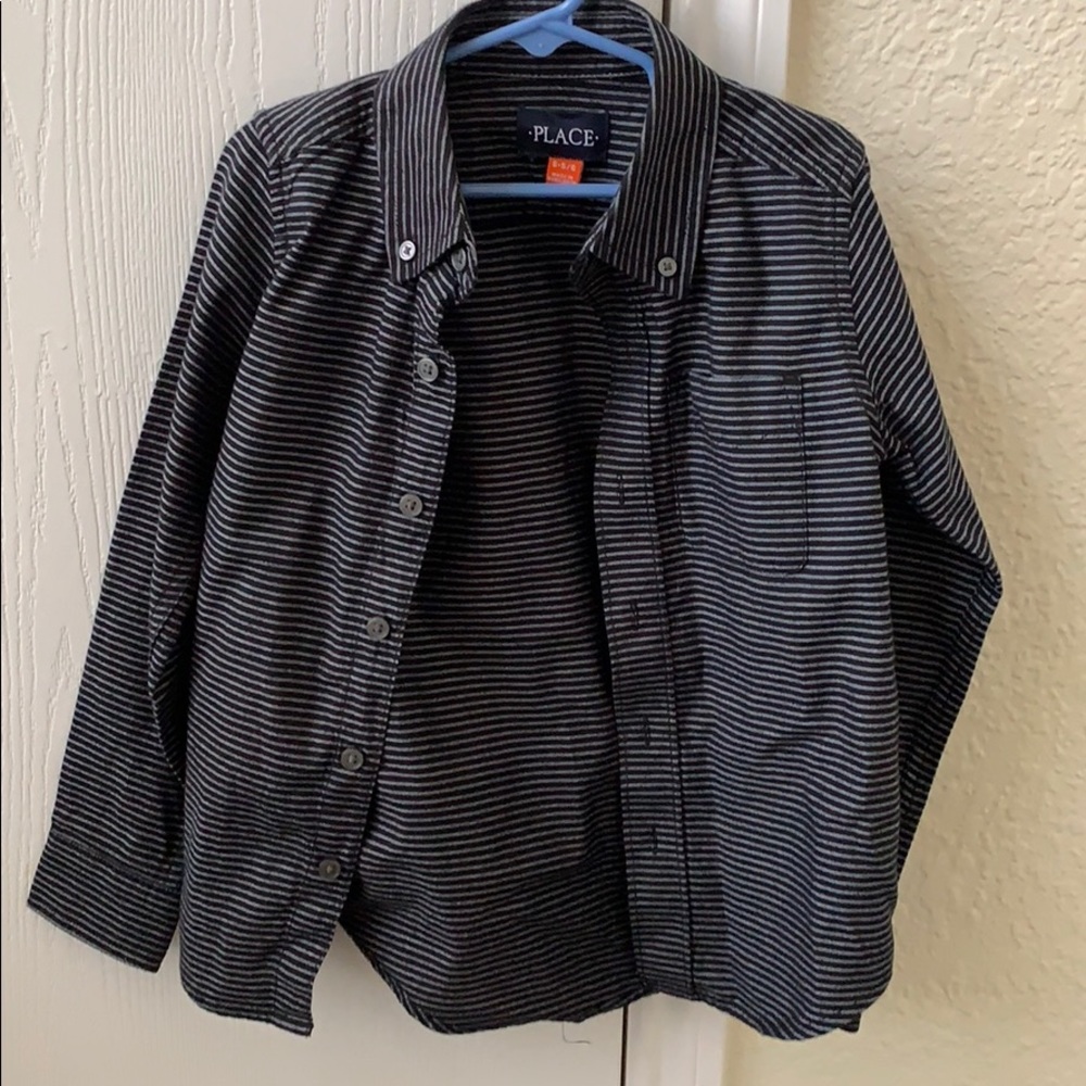 Children’s place black and grey button down shirt